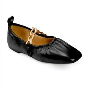 AEROSOLES Black Flats with Gold Accent